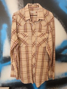 Roper Western Plaid Snap-Front Shirt in Beige and Brown